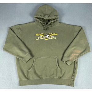 Anti Hero Hoodie Mens XL Green Faded Distressed Eagle Logo Skateboard Skater Y2K